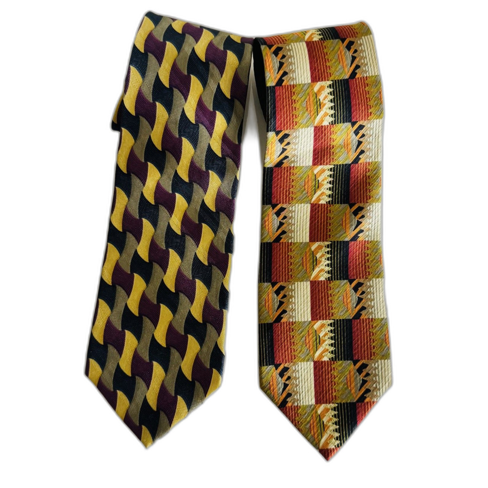 Vintage Jhane Barnes Tie Lot Mens Silk Geometric Wave Abstract mens 90s formal - Picture 2 of 10